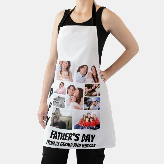 父パーソナライズされたの日9写真コラージュ エプロン (インサイチュ)