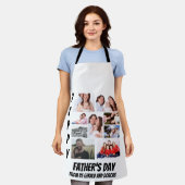父パーソナライズされたの日9写真コラージュ エプロン (着用した状態)