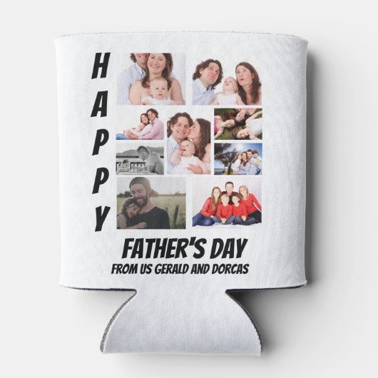 父パーソナライズされたの日9写真コラージュ 缶クーラー (裏面)