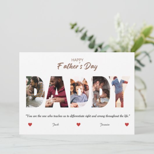 父パーソナライズされたの日DADDYフォトコラージュ 招待状 (スタンド正面)
