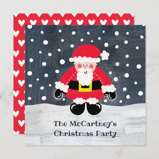 父パーソナライズされたクリスマスパーティの招待状 (正面/裏面)