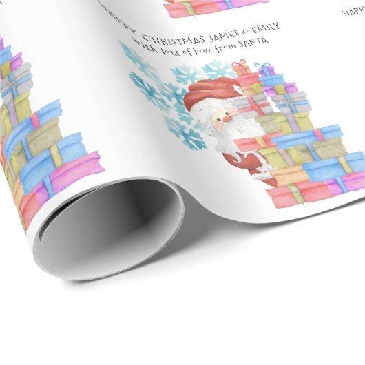 父パーソナライズされたクリスマス雪片キッズギフト ラッピングペーパー (ロールコーナー)