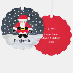 父パーソナライズされたクリスマス・サンタクロース オーナメントカード