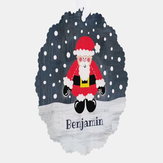 父パーソナライズされたクリスマス・サンタクロース オーナメントカード (右)
