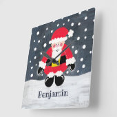 父パーソナライズされたクリスマス・サンタクロース スクエア壁時計 (傾斜)
