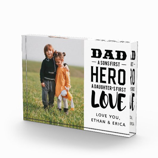 父パーソナライズされた家モダンの日の写真プラーク フォトブロック (右)