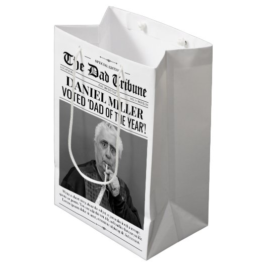 父パーソナライズされた日新聞抱き枕 ミディアムペーパーバッグ (正面アングル)