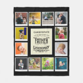 父フォトコラージュテンプレート名黒 フリースブランケット (正面)