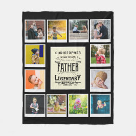 父フォトコラージュテンプレート名黒 フリースブランケット