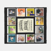 父フォトコラージュテンプレート名黒 フリースブランケット (正面(横))