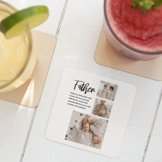 父モダンとコラージュ写真最高の引用文 スクエアペーパーコースター