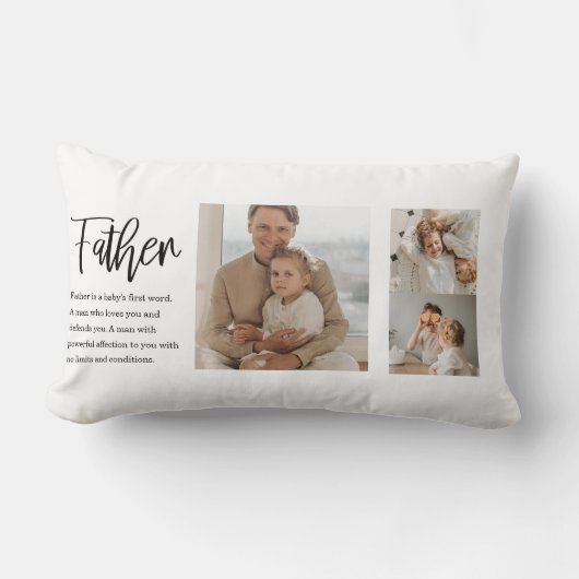 父モダンとコラージュ写真最高の引用文 ランバークッション (正面)