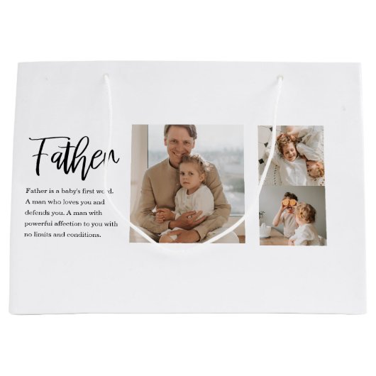 父モダンとコラージュ写真最高の引用文 ラージペーパーバッグ (正面)