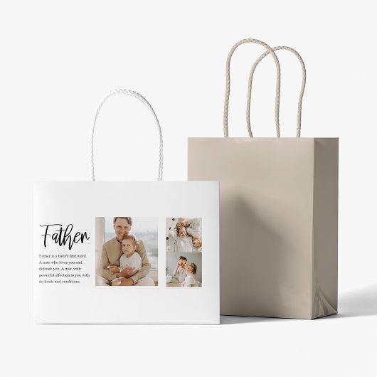 父モダンとコラージュ写真最高の引用文 ラージペーパーバッグ