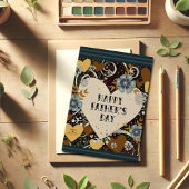 父モダンの日のフローラ男らしハート カード