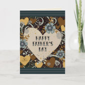 父モダンの日のフローラ男らしハート カード (正面)