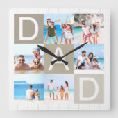 父モダンの日の写真コラージュ スクエア壁時計 (正面)