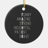 父モダン定義手書き子供の名前 セラミックオーナメント (正面)