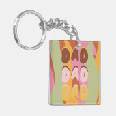 父モダン日レトロパターンパパメッセージ キーホルダー (正面左)