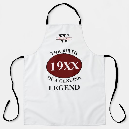 父モノグラムの誕生日凡例任意の年名 エプロン (正面)