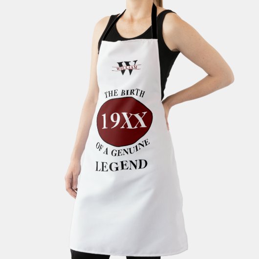 父モノグラムの誕生日凡例任意の年名 エプロン (インサイチュ)