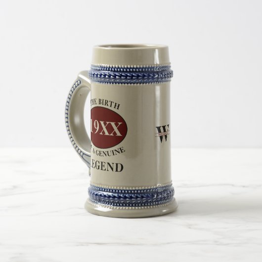 父モノグラムの誕生日凡例任意の年名 ビールジョッキ (正面左)