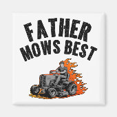 父モーズ最高のおもしろいパパ火炎芝刈り マグネット (正面)