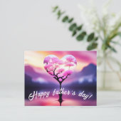 父ユニークの日はがき:ハートツリーデザイン ポストカード (スタンド正面)