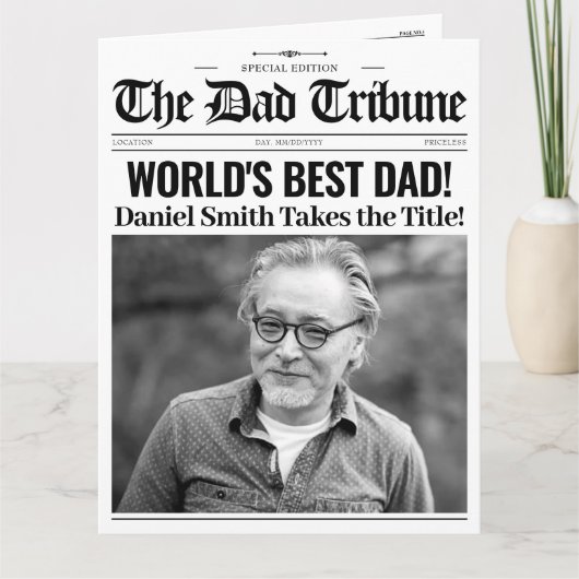 父ユニークの日記新聞挨拶状 カード (正面)