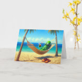 父リラックスの日のハンモックのピクルス カード (黄色い花)