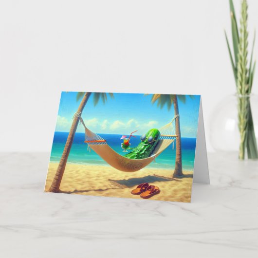 父リラックスの日のハンモックのピクルス カード (正面)