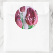 父ロゼー・チューリップ・ステッカー ラウンドシール (バッグ)