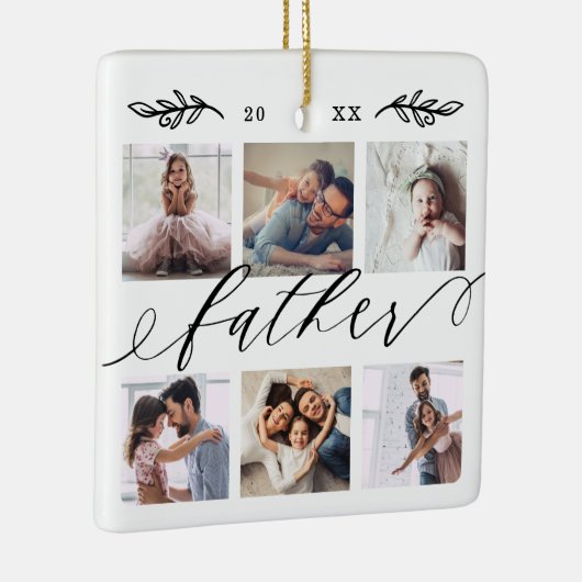 父上への贈与 |家族の記念撮影コラージュ セラミックオーナメント (右)