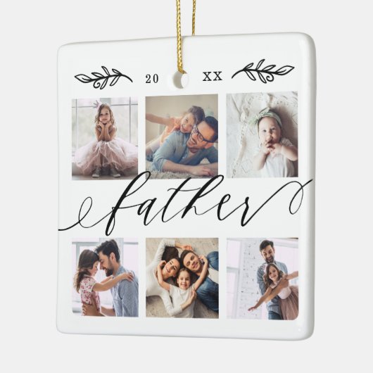 父上への贈与 |家族の記念撮影コラージュ セラミックオーナメント (左)