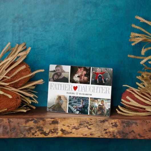 父娘ハートフォトグリッドコラージュ フォトプラーク (側面)