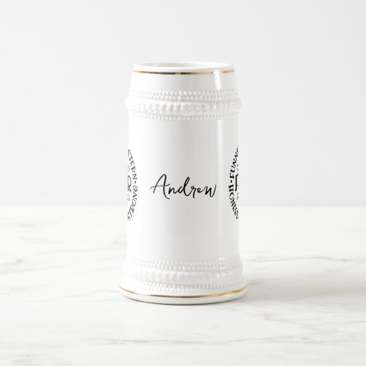 父感動的の日引用文名前をカスタムするホワイト ビールジョッキ (中央)