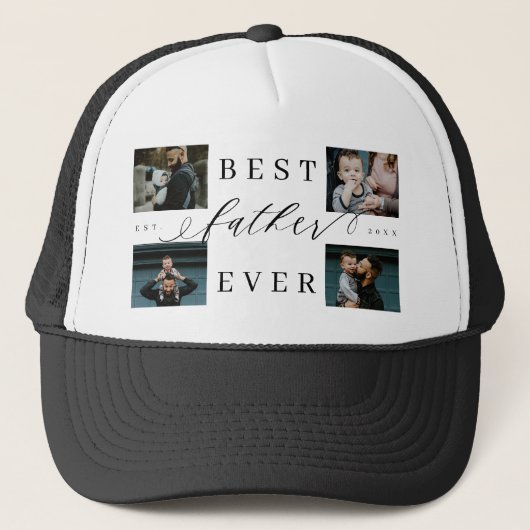 父最高のなる | 父の日4写真コラージュ キャップ (正面)
