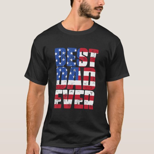 父最高ののアメリカ国旗を持つパパ Tシャツ (正面)