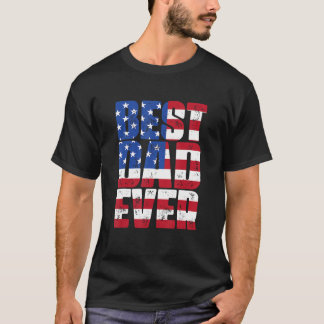 父最高ののアメリカ国旗を持つパパ Tシャツ