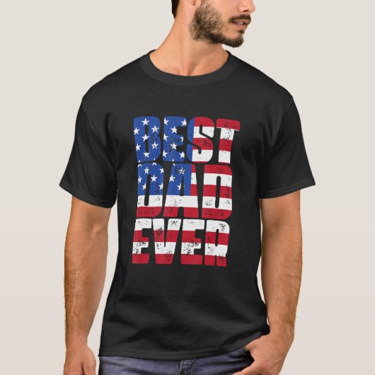 父最高ののアメリカ国旗を持つパパ Tシャツ (正面)