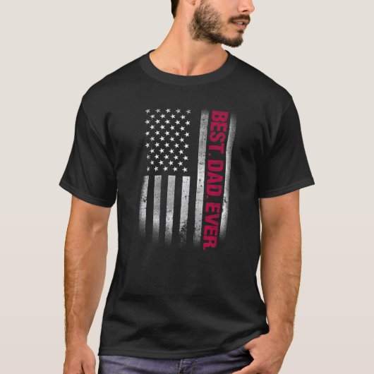 父最高のの日のアメリカ合衆国パパ国旗 Tシャツ (正面)