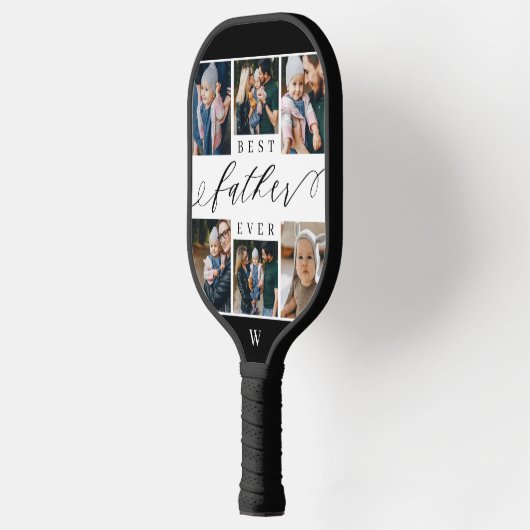 父最高のは常に脚本を書く父の日の写真コラージュ ピックルボールラケット (左)