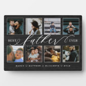 父最高のは常に黒い木目の写真コラージュ フォトプラーク (正面)