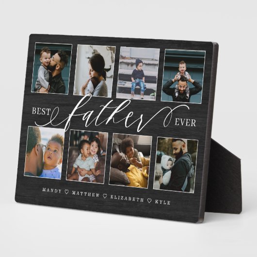 父最高のは常に黒い木目の写真コラージュ フォトプラーク (側面)