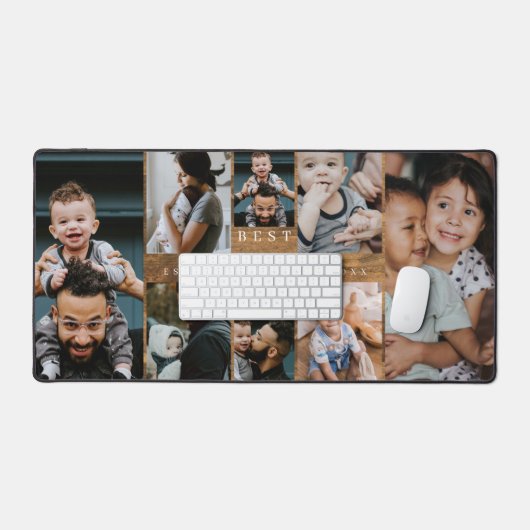 父最高のは素朴木目写真コラージュ デスクマット (キーボード&マウス)