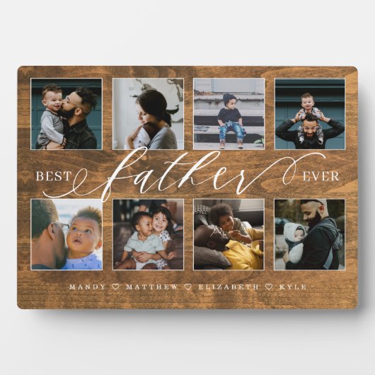父最高のは素朴木目写真コラージュ フォトプラーク (正面)