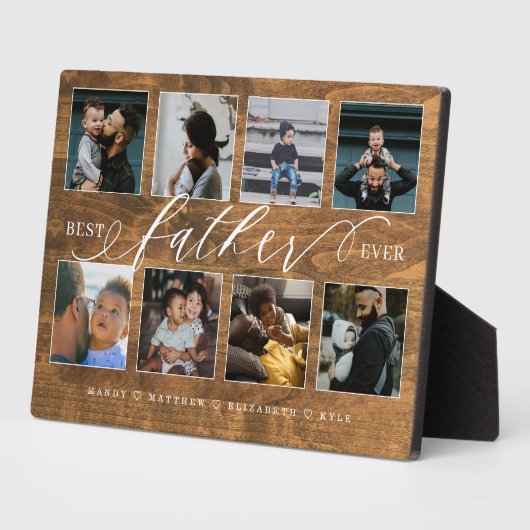 父最高のは素朴木目写真コラージュ フォトプラーク (側面)