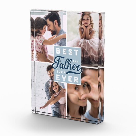 父最高のカスタムは4枚の写真の家族のコラージュ フォトブロック (右)