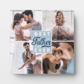父最高のカスタムは4枚の写真の家族のコラージュ フォトプラーク (正面)