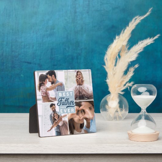 父最高のカスタムは4枚の写真の家族のコラージュ フォトプラーク (インサイチュ)